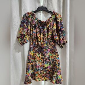 SALONI Grace Off Shoulder Silk Mini‎ Dress 2